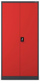 Szafa gospodarcza zamykana DAWID 900 x 1850 x 450 mm, antracytowo-czerwona