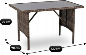 Zestaw Mebli Ogrodowych ATLANTA Brązowy Sofa Pufy Stolik Tarasowy Technorattan Nowoczesny