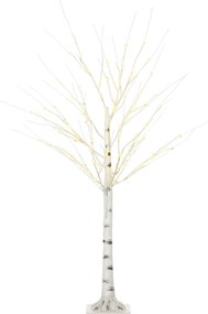 HOMCOM Sztuczna Brzoza z LEDami, Elastyczne Gałęzie, Plastik i Metal, 150 cm, Biały