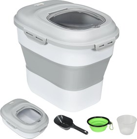 PawHut Składany pojemnik na suchą karmę, do 25 kg, z akcesoriami, 44x32x37cm, Szary