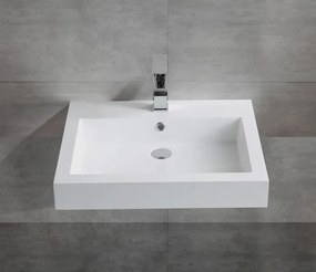 Umywalka ścienna nablatowa BS6049Odlew marmurowy - Błyszczący biały - 60 x 48 x 14 cm