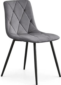 Grafitowe pikowane krzesło welurowe R5-T37