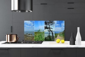 Szkło Dekoracyjne do Kuchni Samotne Drzewo Na Plaży