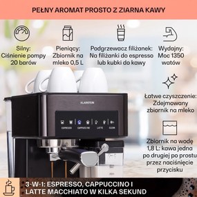 Klarstein Arabica 1350W 20bar Ekspres Kolbowy Czarny