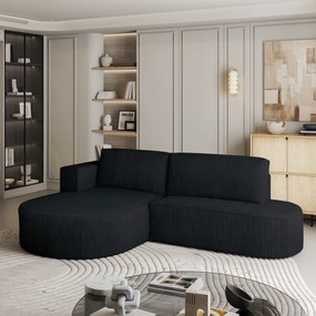 Masseno Narożnik CORTIO z funkcją spania i pojemnikiem na pościel Narozniki L, Rozkładana sofa - Czarny, POSO 135