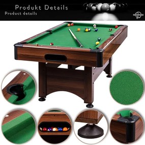 GamesPlanet Stół bilardowy z wyposażeniem, brązowy/antracyto