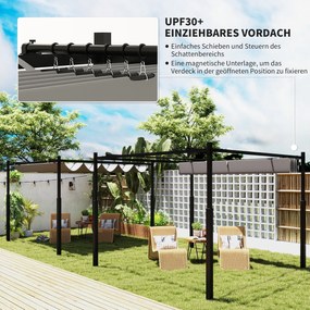 Outsunny Pergola ok. 3x3 m wolnostojące zadaszenie tarasu z rozsuwanym dachem, magnetyczna podkładka, słup 8 cm, odporne na UV | Aosom PL