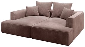 Kanapa 3-osobowa z głębokim siedziskiem z różowego sztruksu - PINETA