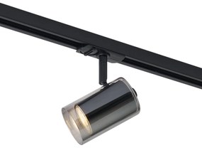 Nowoczesny reflektor czarny z przydymionym szkłem do systemu szynowego 1-fazowego - Iconic Lloyd
