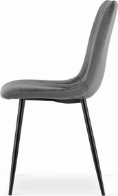 PROMOCJA Szare aksamitne krzesło LAVA z czarnymi nogami II. jakość
