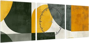 Obraz - Abstrakcja w oliwkowym kolorze (z zegarem) (90x30 cm)