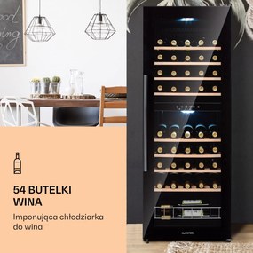 Klarstein Barossa 48cm 54 Butelki Winiarka Dwustrefowa Czarny