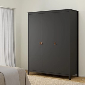 Trzydrzwiowa szafa ubraniowa w kolorze czarnym Madrid 3D