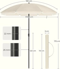 Parasol SOLARA, Ø160 cm, beżowa SongmicsHome