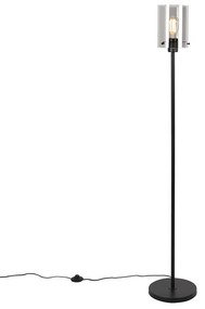 Designerska lampa podłogowa czarna z dymionym szkłem - DomeDesignerski Oswietlenie wewnetrzne