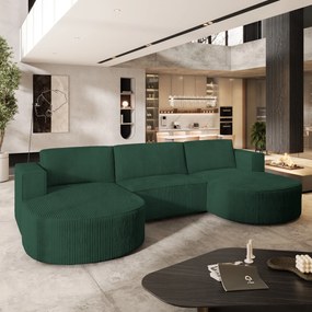 Masseno Narożnik VEZZO z funkcją spania i pojemnikiem na pościel Narozniki U, Rozkładana sofa - Zielony, POSO 14