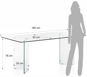 Szklany stół 90x180 cm Kaya – Tomasucci