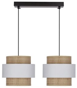 Biało-naturalna lampa wisząca z rattanowym kloszem ø 20 cm Rattan – Candellux Lighting