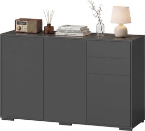 HOMCOM Sideboard Komoda, 2 szuflady, Push-Click, 117 cm x 36 cm x 74 cm, Czarny | Aosom PL