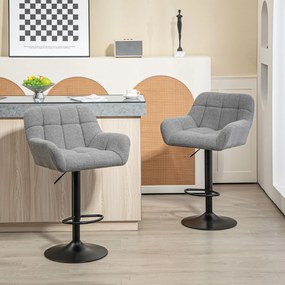 HOMCOM Hokery Barowe 2 w Zestawie w Stylu Retro Regulowane Flock Szary + Czarny