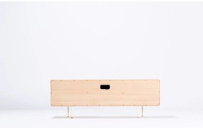 Biało-naturalna szafka pod TV z litego drewna dębowego 180x64 cm Fina – Gazzda
