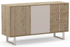 Szara niska komoda w dekorze dębu 140x80 cm Millay – Marckeric