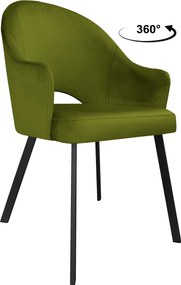 Krzesło Velvet tkanina Welur noga metalowa : Kolor nogi - Czarna profil, Kolor tkaniny - VELVET - BL75, Typ siedziska - Siedzisko obrotowe 360°