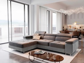 Masseno Narożnik ELMA z funkcją spania i pojemnikiem na pościel Narozniki L, Rozkładana sofa - Szary, MONOLITH 85 + MONOLITH 84