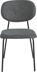 Komplet 2 nowoczesnych krzeseł antracytowych "Nika" z pokryciem materiałowym i metalowym stelażem cm 48x54 86h