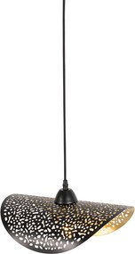 Orientalna lampa wisząca czarna ze złotem 35 cm - Japke