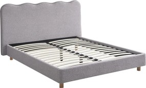 Łóżko Tapicerowane 160x200 cm IZMIR ze Stelażem Dwuosobowe Boucle Szare
