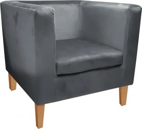 Fotel Monaco tkanina Welur : Kolor nogi - Drewno, Kolor tkaniny - VELVET - BL14, Wysokość nogi - 15 cm