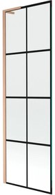 Mexen Next L parawan nawannowy 1-skrzydłowy 60 x 150 cm, czarna kratka,  miedź szczotkowana - 895-060-000-03-77-65