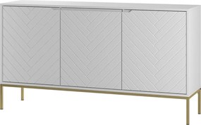 Komoda glamour ze wzorem jodełki Aspen 03 biały mat/złoty