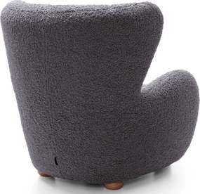 Czarny fotel boucle typu uszak C1-L25