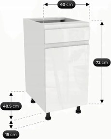 Zestaw Mebli Kuchennych MODERN 170 cm Dąb Artisan/Biały Połysk Ryflowany Nowoczesny