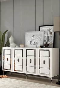 Komoda – 150 cm x 75 cm x 35 cm – biało-srebrna – MDF