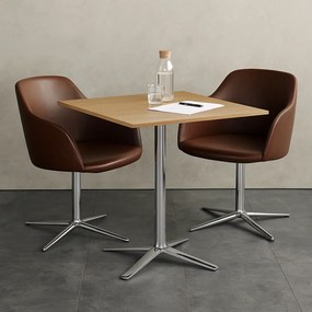 Stolik kawowy AURA, 60x60 cm, chrom podstawa, czereśnia