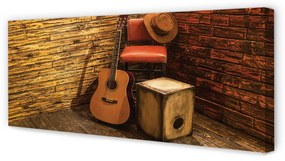 Obraz na płótnie Gitara kapelusz krzesło