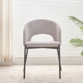 ATENA Krzesło do Jadalni Szare z Oparciem, Czarne Nogi