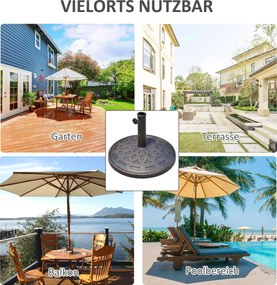 Outsunny Stojak Do Parasola 38 48mm Brązowy Podstawa Parasolowa 48 5x34cm Stabilna i Solidna | Aosom PL