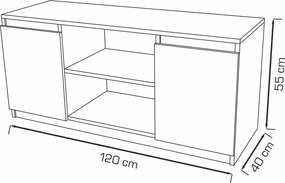 Szafka RTV stojąca MERAVIGLIA 120 cm do Salonu pod Telewizor - Dąb sonoma