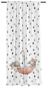 Biała zasłona dziecięca z satyny bawełnianej 110x170 cm Bunnies in the Rain – Butter Kings