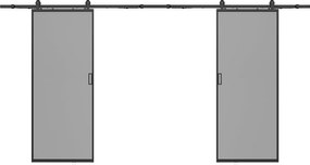 Drzwi przesuwne podwójne z naściennym systemem przesuwnym – aluminium i szkło hartowane przydymione – 2 x wys. 205 x dł. 63 cm– LINCI II