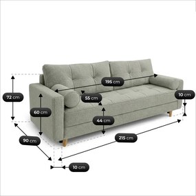 Sofa z Funkcją Spania LONAR Szara Boucle Nowoczesna