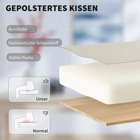 HOMCOM Fotel biurowy z ekoskórą przyjazną zwierzętom, podnóżek, regulacja wysokości, na kółkach, Beżowy