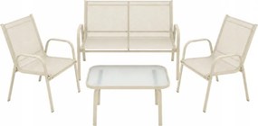 Zestaw mebli ogrodowych Boston 025 - sofa 2-osobowa, 2 fotele, stolik, kolor beżowy