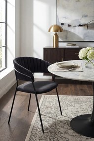 Czarne tapicerowane krzesło H3-M32