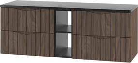 Zestaw Łazienkowy 140cm Szafka z Blatem Regał Ryflowane Fronty Dąb Orzech Stella