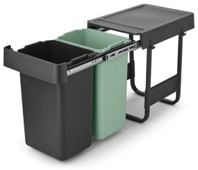 Miętowo-ciemnoszary plastikowy kosz na śmieci do segregacji odpadów do zabudowy 30 l Sort&Go – Brabantia